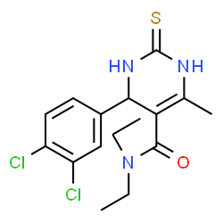 ChemSpider 2D Image | 4-(3,4-Dichlorophenyl)-N,N-diethyl-6-methyl-2-thioxo-1,2,3,4-tetrahydro-5-pyrimidinecarboxamide | C16H19Cl2N3OS