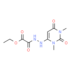 ChemSpider 2D Image | Ethyl (2-(1,3-dimethyl-2,6-dioxo-1,2,3,6-tetrahydro-4-pyrimidinyl)hydrazino)(oxo)acetate | C10H14N4O5