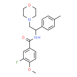 ChemSpider 2D Image | 3-Fluoro-4-methoxy-N-[1-(4-methylphenyl)-2-(4-morpholinyl)ethyl]benzamide | C21H25FN2O3