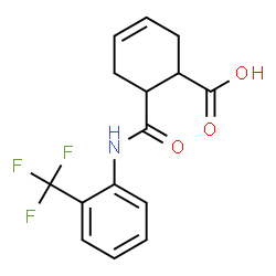 ChemSpider 2D Image | 6-{[2-(Trifluoromethyl)phenyl]carbamoyl}-3-cyclohexene-1-carboxylic acid | C15H14F3NO3