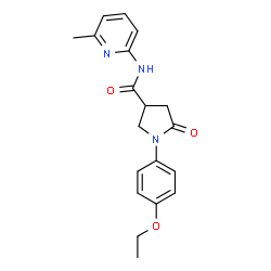 ChemSpider 2D Image | 1-(4-Ethoxyphenyl)-N-(6-methyl-2-pyridinyl)-5-oxo-3-pyrrolidinecarboxamide | C19H21N3O3