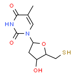 ChemSpider 2D Image | 1-(2-Deoxy-5-thiopentofuranosyl)-5-methyl-2,4(1H,3H)-pyrimidinedione | C10H14N2O4S
