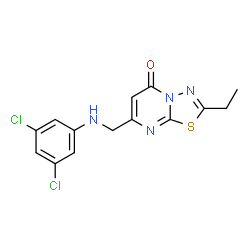 ChemSpider 2D Image | 7-{[(3,5-Dichlorophenyl)amino]methyl}-2-ethyl-5H-[1,3,4]thiadiazolo[3,2-a]pyrimidin-5-one | C14H12Cl2N4OS