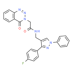 ChemSpider 2D Image | N-{[3-(4-Fluorophenyl)-1-phenyl-1H-pyrazol-4-yl]methyl}-2-(4-oxo-1,2,3-benzotriazin-3(4H)-yl)acetamide | C25H19FN6O2
