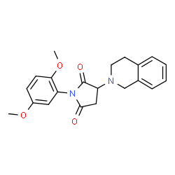 ChemSpider 2D Image | 3-(3,4-Dihydro-2(1H)-isoquinolinyl)-1-(2,5-dimethoxyphenyl)-2,5-pyrrolidinedione | C21H22N2O4
