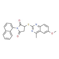 ChemSpider 2D Image | 3-[(6-Methoxy-4-methyl-2-quinazolinyl)sulfanyl]-1-(1-naphthyl)-2,5-pyrrolidinedione | C24H19N3O3S