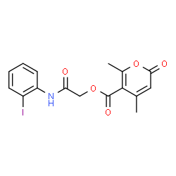 ChemSpider 2D Image | 2-[(2-Iodophenyl)amino]-2-oxoethyl 4,6-dimethyl-2-oxo-2H-pyran-5-carboxylate | C16H14INO5