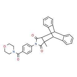 ChemSpider 2D Image | 15-Methyl-17-[4-(4-morpholinylcarbonyl)phenyl]-17-azapentacyclo[6.6.5.0~2,7~.0~9,14~.0~15,19~]nonadeca-2,4,6,9,11,13-hexaene-16,18-dione | C30H26N2O4