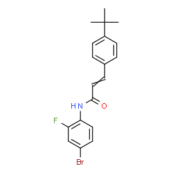 ChemSpider 2D Image | N-(4-Bromo-2-fluorophenyl)-3-[4-(2-methyl-2-propanyl)phenyl]acrylamide | C19H19BrFNO