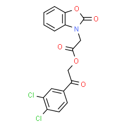ChemSpider 2D Image | 2-(3,4-Dichlorophenyl)-2-oxoethyl (2-oxo-1,3-benzoxazol-3(2H)-yl)acetate | C17H11Cl2NO5