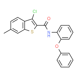 ChemSpider 2D Image | 3-Chloro-6-methyl-N-(2-phenoxyphenyl)-1-benzothiophene-2-carboxamide | C22H16ClNO2S