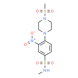 ChemSpider 2D Image | N-Methyl-4-[4-(methylsulfonyl)-1-piperazinyl]-3-nitrobenzenesulfonamide | C12H18N4O6S2