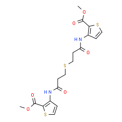 ChemSpider 2D Image | Dimethyl 3,3'-{sulfanediylbis[(1-oxo-3,1-propanediyl)imino]}di(2-thiophenecarboxylate) | C18H20N2O6S3