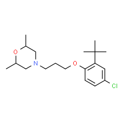 ChemSpider 2D Image | 4-{3-[4-Chloro-2-(2-methyl-2-propanyl)phenoxy]propyl}-2,6-dimethylmorpholine | C19H30ClNO2