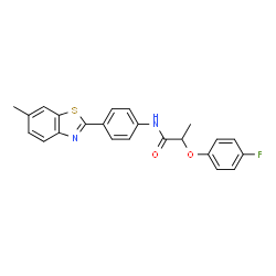 ChemSpider 2D Image | 2-(4-Fluorophenoxy)-N-[4-(6-methyl-1,3-benzothiazol-2-yl)phenyl]propanamide | C23H19FN2O2S