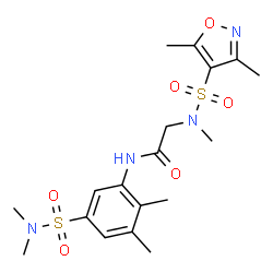 ChemSpider 2D Image | N~2~-[(3,5-Dimethyl-1,2-oxazol-4-yl)sulfonyl]-N-[5-(dimethylsulfamoyl)-2,3-dimethylphenyl]-N~2~-methylglycinamide | C18H26N4O6S2