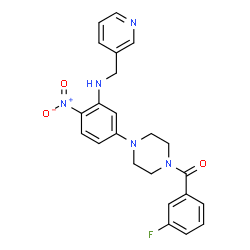 ChemSpider 2D Image | (3-Fluorophenyl)(4-{4-nitro-3-[(3-pyridinylmethyl)amino]phenyl}-1-piperazinyl)methanone | C23H22FN5O3