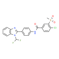 ChemSpider 2D Image | 4-Chloro-N-{4-[1-(difluoromethyl)-1H-benzimidazol-2-yl]phenyl}-3-(methylsulfonyl)benzamide | C22H16ClF2N3O3S