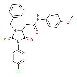 ChemSpider 2D Image | 2-[1-(4-Chlorophenyl)-5-oxo-3-(3-pyridinylmethyl)-2-thioxo-4-imidazolidinyl]-N-(4-methoxyphenyl)acetamide | C24H21ClN4O3S