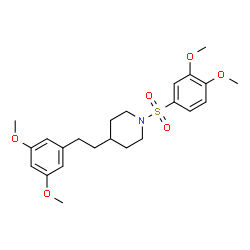 ChemSpider 2D Image | 4-[2-(3,5-Dimethoxyphenyl)ethyl]-1-[(3,4-dimethoxyphenyl)sulfonyl]piperidine | C23H31NO6S