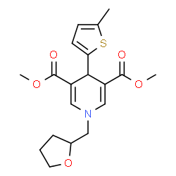 ChemSpider 2D Image | Dimethyl 4-(5-methyl-2-thienyl)-1-(tetrahydro-2-furanylmethyl)-1,4-dihydro-3,5-pyridinedicarboxylate | C19H23NO5S