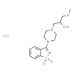 ChemSpider 2D Image | 3-[4-(2-hydroxy-3-methoxypropyl)piperazin-1-yl]-1??,2-benzothiazole-1,1-dione hydrochloride | C15H22ClN3O4S