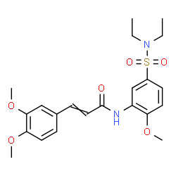 ChemSpider 2D Image | N-[5-(Diethylsulfamoyl)-2-methoxyphenyl]-3-(3,4-dimethoxyphenyl)acrylamide | C22H28N2O6S