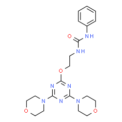 ChemSpider 2D Image | 1-(2-{[4,6-Di(4-morpholinyl)-1,3,5-triazin-2-yl]oxy}ethyl)-3-phenylurea | C20H27N7O4