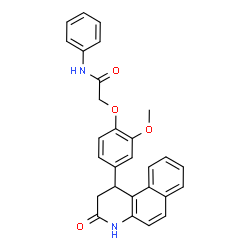 ChemSpider 2D Image | 2-[2-Methoxy-4-(3-oxo-1,2,3,4-tetrahydrobenzo[f]quinolin-1-yl)phenoxy]-N-phenylacetamide | C28H24N2O4