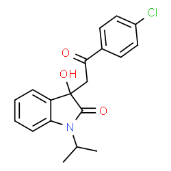 ChemSpider 2D Image | 3-[2-(4-Chlorophenyl)-2-oxoethyl]-3-hydroxy-1-isopropyl-1,3-dihydro-2H-indol-2-one | C19H18ClNO3