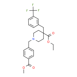 ChemSpider 2D Image | Ethyl 1-[4-(methoxycarbonyl)benzyl]-4-[3-(trifluoromethyl)benzyl]-4-piperidinecarboxylate | C25H28F3NO4