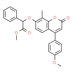ChemSpider 2D Image | Methyl {[4-(4-methoxyphenyl)-8-methyl-2-oxo-2H-chromen-7-yl]oxy}(phenyl)acetate | C26H22O6