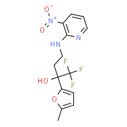 ChemSpider 2D Image | 1,1,1-trifluoro-2-(5-methyl-2-furyl)-4-[(3-nitro-2-pyridyl)amino]butan-2-ol | C14H14F3N3O4