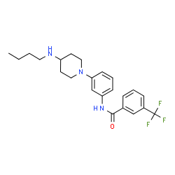 ChemSpider 2D Image | N-{3-[4-(Butylamino)-1-piperidinyl]phenyl}-3-(trifluoromethyl)benzamide | C23H28F3N3O