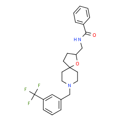 ChemSpider 2D Image | N-({8-[3-(Trifluoromethyl)benzyl]-1-oxa-8-azaspiro[4.5]dec-2-yl}methyl)benzamide | C24H27F3N2O2