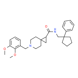 ChemSpider 2D Image | 6-(2,3-Dimethoxybenzyl)-N-[(1-phenylcyclopentyl)methyl]-6-azaspiro[2.5]octane-1-carboxamide | C29H38N2O3