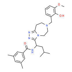 ChemSpider 2D Image | N-{1-[7-(2-Hydroxy-3-methoxybenzyl)-6,7,8,9-tetrahydro-5H-[1,2,4]triazolo[4,3-d][1,4]diazepin-3-yl]-3-methylbutyl}-3,5-dimethylbenzamide | C28H37N5O3