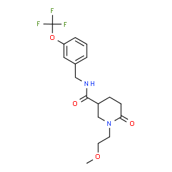 ChemSpider 2D Image | 1-(2-Methoxyethyl)-6-oxo-N-[3-(trifluoromethoxy)benzyl]-3-piperidinecarboxamide | C17H21F3N2O4