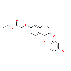 ChemSpider 2D Image | Ethyl 2-{[3-(3-methoxyphenoxy)-4-oxo-4H-chromen-7-yl]oxy}propanoate | C21H20O7