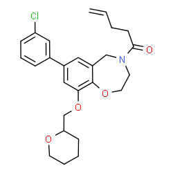 ChemSpider 2D Image | 1-[7-(3-Chlorophenyl)-9-(tetrahydro-2H-pyran-2-ylmethoxy)-2,3-dihydro-1,4-benzoxazepin-4(5H)-yl]-4-penten-1-one | C26H30ClNO4