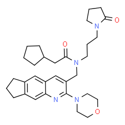 ChemSpider 2D Image | 2-Cyclopentyl-N-{[2-(4-morpholinyl)-7,8-dihydro-6H-cyclopenta[g]quinolin-3-yl]methyl}-N-[3-(2-oxo-1-pyrrolidinyl)propyl]acetamide | C31H42N4O3