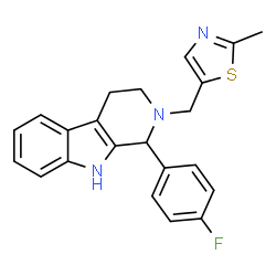 ChemSpider 2D Image | 1-(4-Fluorophenyl)-2-[(2-methyl-1,3-thiazol-5-yl)methyl]-2,3,4,9-tetrahydro-1H-beta-carboline | C22H20FN3S