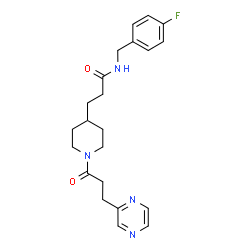 ChemSpider 2D Image | N-(4-Fluorobenzyl)-3-{1-[3-(2-pyrazinyl)propanoyl]-4-piperidinyl}propanamide | C22H27FN4O2