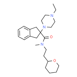 ChemSpider 2D Image | 2-(4-Ethyl-1-piperazinyl)-N-methyl-N-[2-(tetrahydro-2H-pyran-2-yl)ethyl]-2-indanecarboxamide | C24H37N3O2