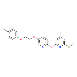 ChemSpider 2D Image | Pyridazine, 3-(6-methyl-2-methylsulfanylpyrimidin-4-yloxy)-6-(2-p-tolyloxyethoxy)- | C19H20N4O3S