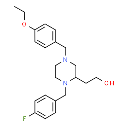 ChemSpider 2D Image | 2-[4-(4-Ethoxybenzyl)-1-(4-fluorobenzyl)-2-piperazinyl]ethanol | C22H29FN2O2