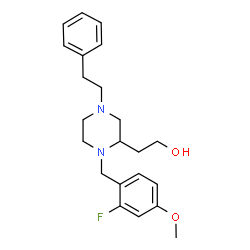 ChemSpider 2D Image | 2-[1-(2-Fluoro-4-methoxybenzyl)-4-(2-phenylethyl)-2-piperazinyl]ethanol | C22H29FN2O2