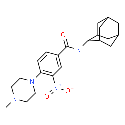 ChemSpider 2D Image | N-(Adamantan-2-yl)-4-(4-methyl-1-piperazinyl)-3-nitrobenzamide | C22H30N4O3
