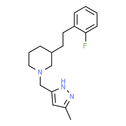 ChemSpider 2D Image | 3-[2-(2-Fluorophenyl)ethyl]-1-[(3-methyl-1H-pyrazol-5-yl)methyl]piperidine | C18H24FN3