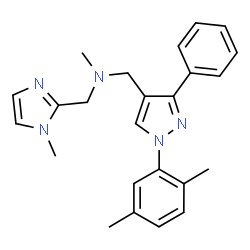 ChemSpider 2D Image | 1-[1-(2,5-Dimethylphenyl)-3-phenyl-1H-pyrazol-4-yl]-N-methyl-N-[(1-methyl-1H-imidazol-2-yl)methyl]methanamine | C24H27N5
